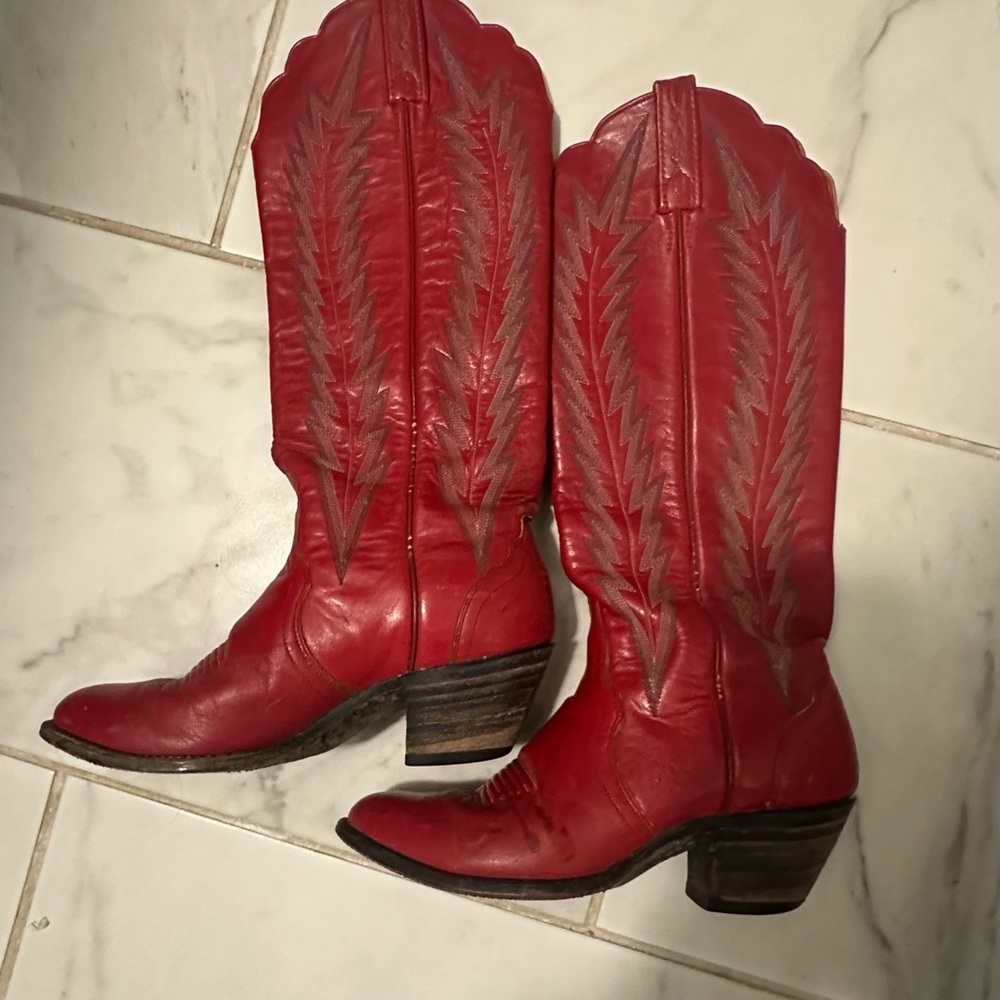Vintage J. Chisholm Red Leather Boots View 4
